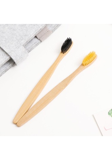 3 Adet Eko Saf Doğal Bambu Kömür Yetişkin Orta Yumuşak Saç Diş Fırçaları Ev Otel Malzemeleri 1