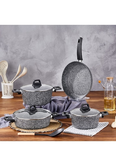 Cornella Cook 7 Parça Granit Tencere Seti Gri
