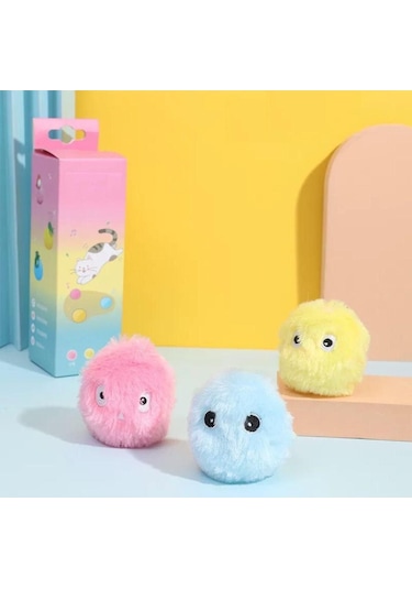 Sensörlü Peluş Kedi Oyuncağı 3 Farkı Ses Çıkaran Dokunmaya Duyarlı Eğlenceli Kedi Oyun Topu Renkli