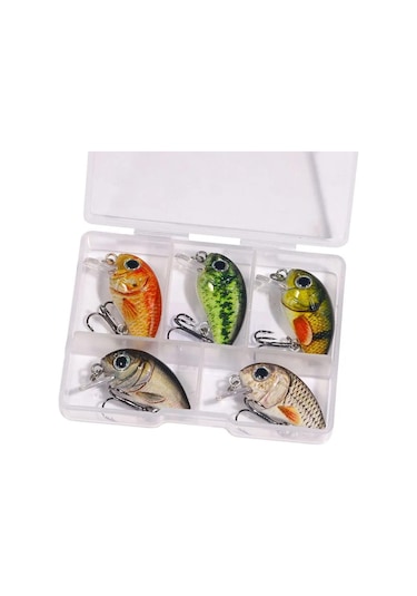 Valkyrie 5 Adet Crankbait Lrf Balık Olta Yem Seti - Sesli Bilyalı - Kutulu - 2.7cm 1.5gr
