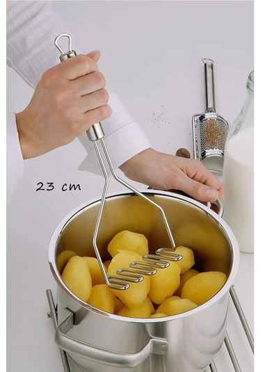 Paslanmaz Çelik Sarımsak Ezici, Dondurma Kaşığı, Çırpıcı Ve Patates Ezici Gri