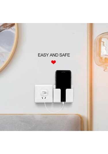 Beyaz Yumruksuz Braket Uzaktan Kumanda Cep Telefonu Şarj Duvara Monte Kutu Duvara Monte Saklama Kutusu Cep Telefonu Depolama Rafı