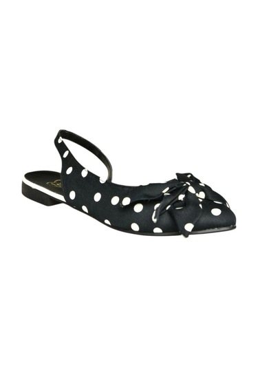 Fox Shoes H726809004 Siyah Puantiye/beyaz Kumaş Kadın Babet Siyah Puantiye/beyaz-kumaş