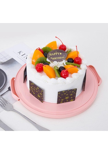 Plastik Pasta Kutusu, Kilitlenebilir Kapaklı Yuvarlak Pasta Saklama Kutusu Yeşil