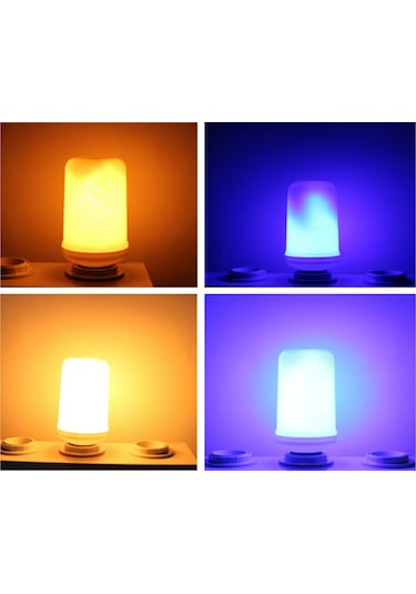 Monyee E27 Lamba Tabanlı Mavi Işıklı Dinamik Alev Efekti Dekoratif Işık - Bar, Bahçe Ve Çatı İçin Dekorasyon Işığı Mavi