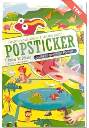Lama Dinozor Popsticker Yapıştırma Posteri 22x30 1 Poster 50 Stic