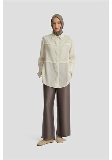 Armine Kup Detaylı Saten Pantolon 25y2815 Haki Haki