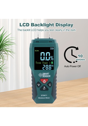 Springsun Smart Sensor 4 Modlu İğne Tipi Nem Ölçer Cep Boyu Lcd Ekranlı Ahşap, Bambu, Kağıt, Bitkiler