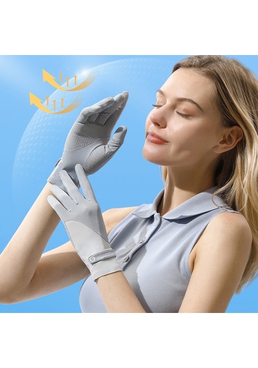 Golovejoy Xg58 1 Çift Kadın Uv Koruma Buz Ipek Çevirme Parmak Uçları Kaymaz Yaz Bisiklet Eldiveni