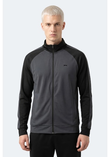 Slazenger Redora Erkek Dik Yaka Fermuarlı Koyu Gri Sweatshırt