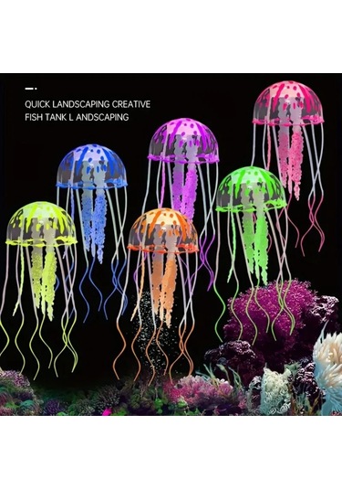 Vkemall Küçük Sarı Simülasyon Deniz Anemonu - Akvaryum Dekorasyonu - Su Tankı Görünüm Güzelleştirici Figür