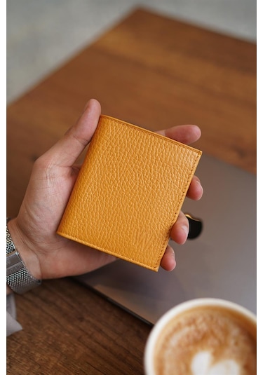 Bayderi Lisande Hakiki Deri Kibar Erkek Cüzdanı Sarı