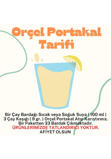 Orçel Portakal Aromalı İçecek Tozu Oralet Çay 4 x 300 G