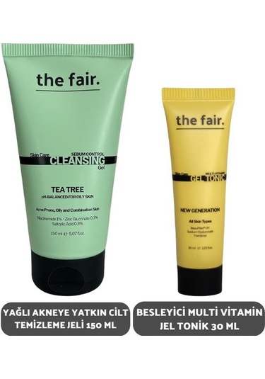 The Fair Tea Tree Sebum Control Yüz Temizleme Jeli 100 ML + Multi Vitamin Jel Tonik 30 ML