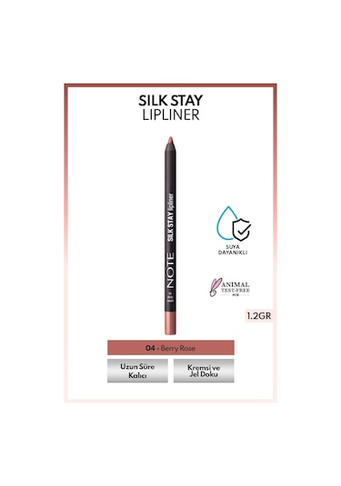 Note Cosmetics Silk Stay Lipliner Suya Dayanıklı İpeksi Dudak Kalemi - 04 Berry Rose - Nude