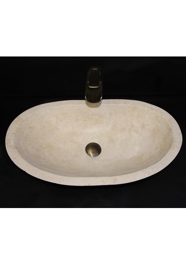 Traverten Elips Kayık Lavabo