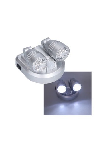 Shineyee Silver Hx-21 İki Kafa Ayarlanabilir İnsan Vücut Sensörlü Led Lambası - Karanlıkta Otomatik Aktivasyon, Enerji Tasarruflu, Kolay Kurulum - Odalar, Dolaplar, Koridorlar İçin Diğer