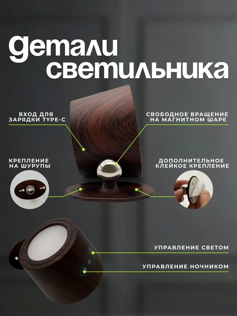 Trona Light Kablosuz Duvar Aplikı Lambası 417856151 Kahverengi