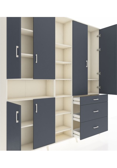 Arges Dolap 13 Raflı 3 Çekmeceli 6 Kapaklı 220x30x243 Aytaşı-antrasit/antrasit Antrasıt/antrasıt