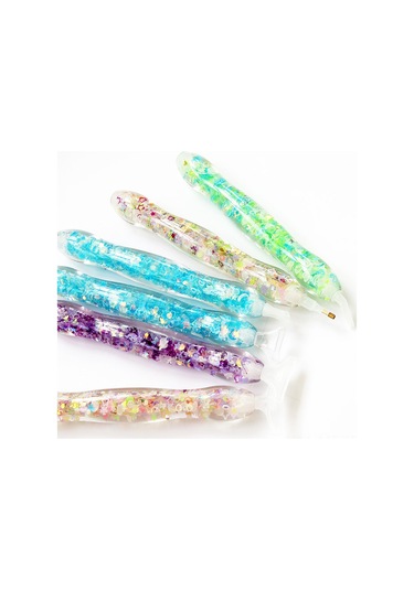 Mufunye 5d Dıy El Sanatı Parlak Işıklı El Kalemi - Yeşil Gece Parlaklıklı Reçine Materyal 6'lı Uçlu Taş Takım Aracı