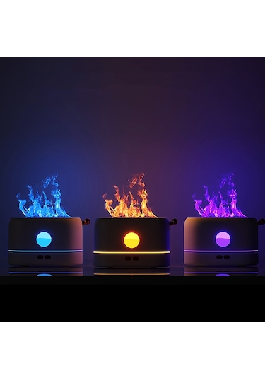 Jf801 Masaüstü Simülasyonu Alev Aroma Difüzör Nemlendirici, Renk: Tek Renkli Açık-beyaz