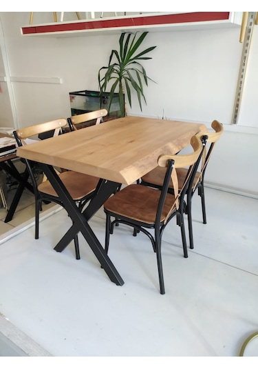Bintaşmobilya 4 Kişilik Kütük Masa Tonet Sandalye Takımı 120X80.Cm