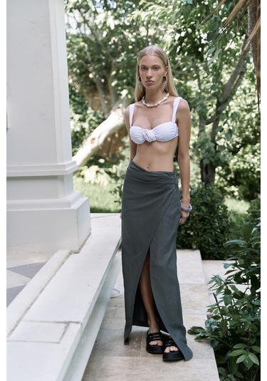 Fabriyonto Asimetrik Antrasit Uzun Etek Antrasit