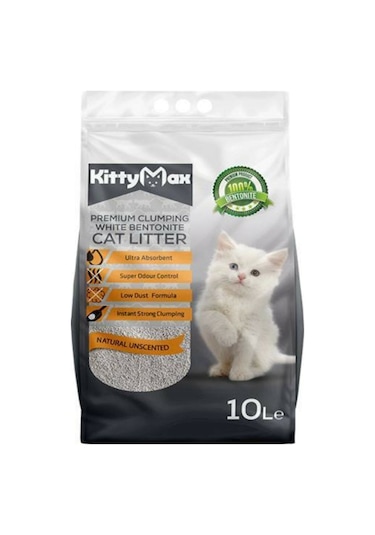 Kittymax Naturel Kokusuz İnce Topaklaşan Bentonit Kedi Kumu 10 L