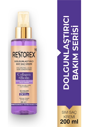 Restorex Dolgunlaştırıcı Sıvı Saç Kremi Kolajen & Biotin 200 Ml