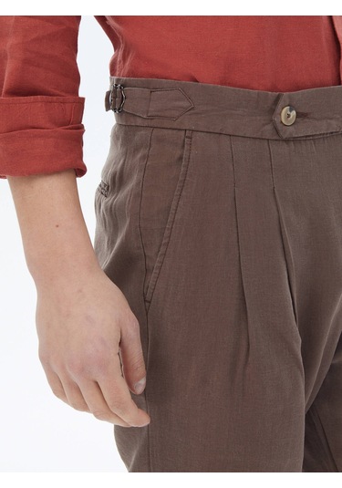 Kip Kahverengi Dokuma Casual Bermuda Çok Renkli