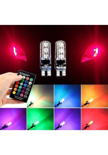 Extra Marketing Citroen Ds7 Uyumlu T10 Kumandalı Park Ampulü Rgb Çakarlı Park Modülü Kumandalı Ampül