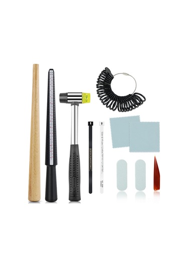 Symbee Plastik Yüzük Ölçüm Ve Bakım Seti: Ölçüm Çubuğu, Halka, Parmak Ölçer Ve Parlatma Araçları 11 Parça Tam Zirve Seti Diğer