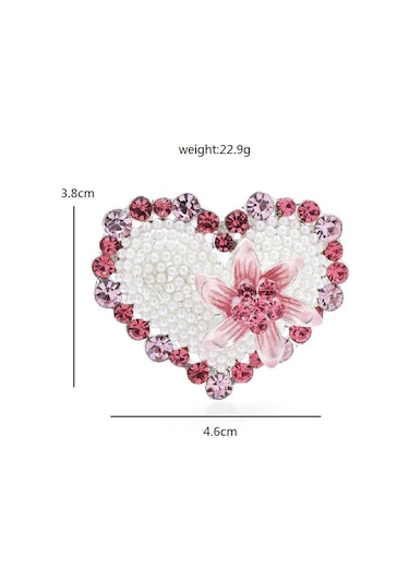 Pembe Blucome Çiçek Kalp Broş Kadınlar İçin Unisex 2 Renkli Taklidi Parlayan Aşk Parti Ofis Broş Pins Hediyeler Pembe
