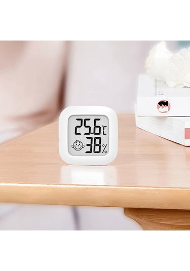 Youtek Beyaz Mini İç Mekan Sıcaklık Nem Ölçer - Ev Ofis Lcd Gerçek Zamanlı Tespit Cihazı Dahili Pil
