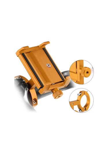 Qingmipy Alüminyum Alloy Bisiklet Telefon Tutucu, 6.2-10cm Genişlik Ayarı, Sert Yollarda Sabit Tutma, Kolye Klembi İle Evrensel Uyum, Turuncu Renk