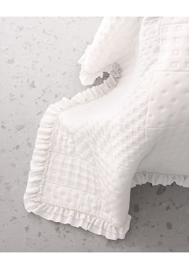 Madame Coco Medus Çift Kişilik Yatak Örtüsü - Beyaz Beyaz