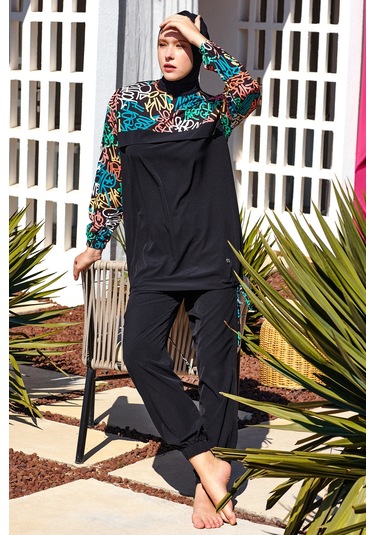 Spor Likra Tam Kapalı Tesettür Mayo 1207 Siyah08 Siyah08