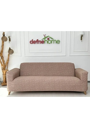 Döşemelik Kumaş Düz Keten Lastikli Kayma Yapmayan 3311 Takım Kolt Sütlü Kahve