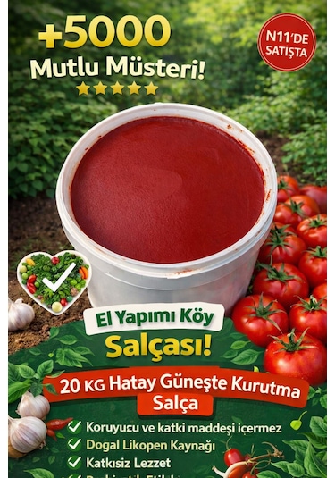 Hatay Güneşte Kurutma El Yapımı Köy Domates Salçası 20 KG