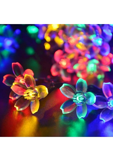 Yifomall Güneş Enerjili 7m 50 Led Çok Renkli Bahçe Işığı - Flaş Ve Sürekli Aydınlatma Modu, Işık Sensörlü Ve Manuel Kontrol