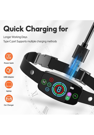 Geeroyoo Suya Dayanıklı Akıllı Köpek Eğitim Tasması: 8 Seviyeli Titreşim Ve Ses İle Havlama Kontrolü, Renkli Ekran, Tüm Köpekler İçin Uygun Siyah