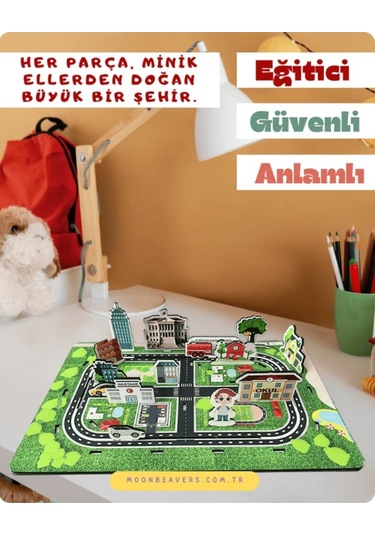 Şehir Kurma Oyunu - Benim Şehrim Ahşap Oyunu - Eğitici Ve Eğlenceli Ahşap Oyuncak