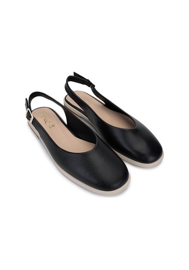 Tamer Tanca Kadın Hakiki Deri Siyah/krem Babet Ayakkabı 961 11940 Bn Ayk Y25 Sıyah/krem Siyah Krem