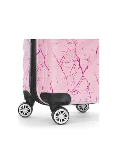 Wexta Wx-300 Baskılı Şeker Pembe Kabin Boy Valiz Pembe