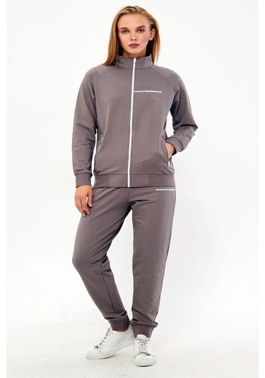 Trendhill Vizon Kadın İkiiplik Büyük Beden Eşofman Takım Edy5532v Vizon