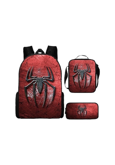 Örümcek Adam Yeni Sırt Çantası Büyük Kapasiteli Öğrenci Kişilik Okul Çantası Üç Parça Seti Stil 6