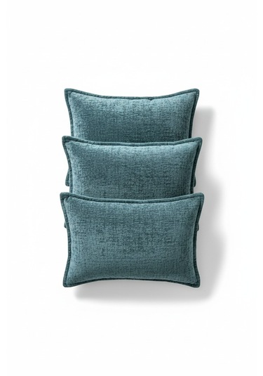 Kırlent İthal Kadife Kumaş 3'lü Set - Yumuşak Dokulu Dekoratif Özel Tasarım Kırlent Kılıfı Turkuaz