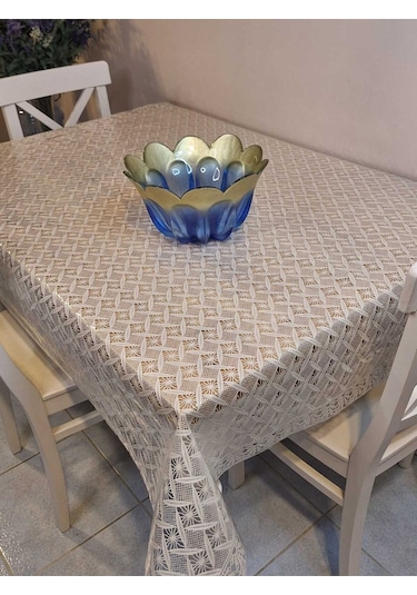 Ithal Pvc Muşamba - Desenli Silinebilir Masa Örtüsü 07iz13 Bej