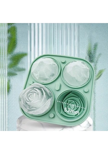 Ganzhoushop Yeşil Viski Topu Küreleri Kalıpları Gül Dondurulmuş Buz Küpleri Ambition 2 Yp Yeşil