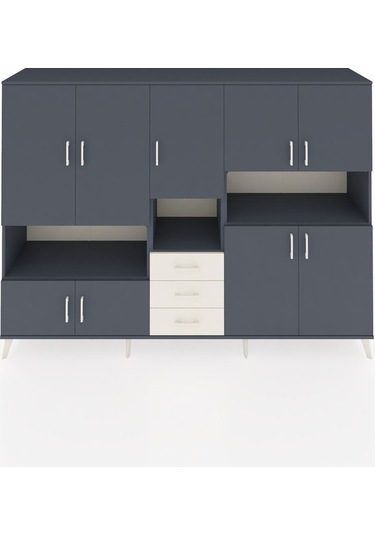 Hyperion Dolap 13 Raflı 3 Çekmeceli 9 Kapaklı 220x44x163 Antrasit Antrasit-antrasit/aytaşı Hyperion Dolap 13 Raflı 3 Çekmeceli 9 Kapaklı 220x44x163 Antrasit Antrasit-antrasit/aytaşı